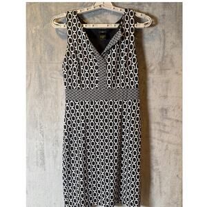 Ann Taylor Petite Career Dress XSP Black White Chain Print